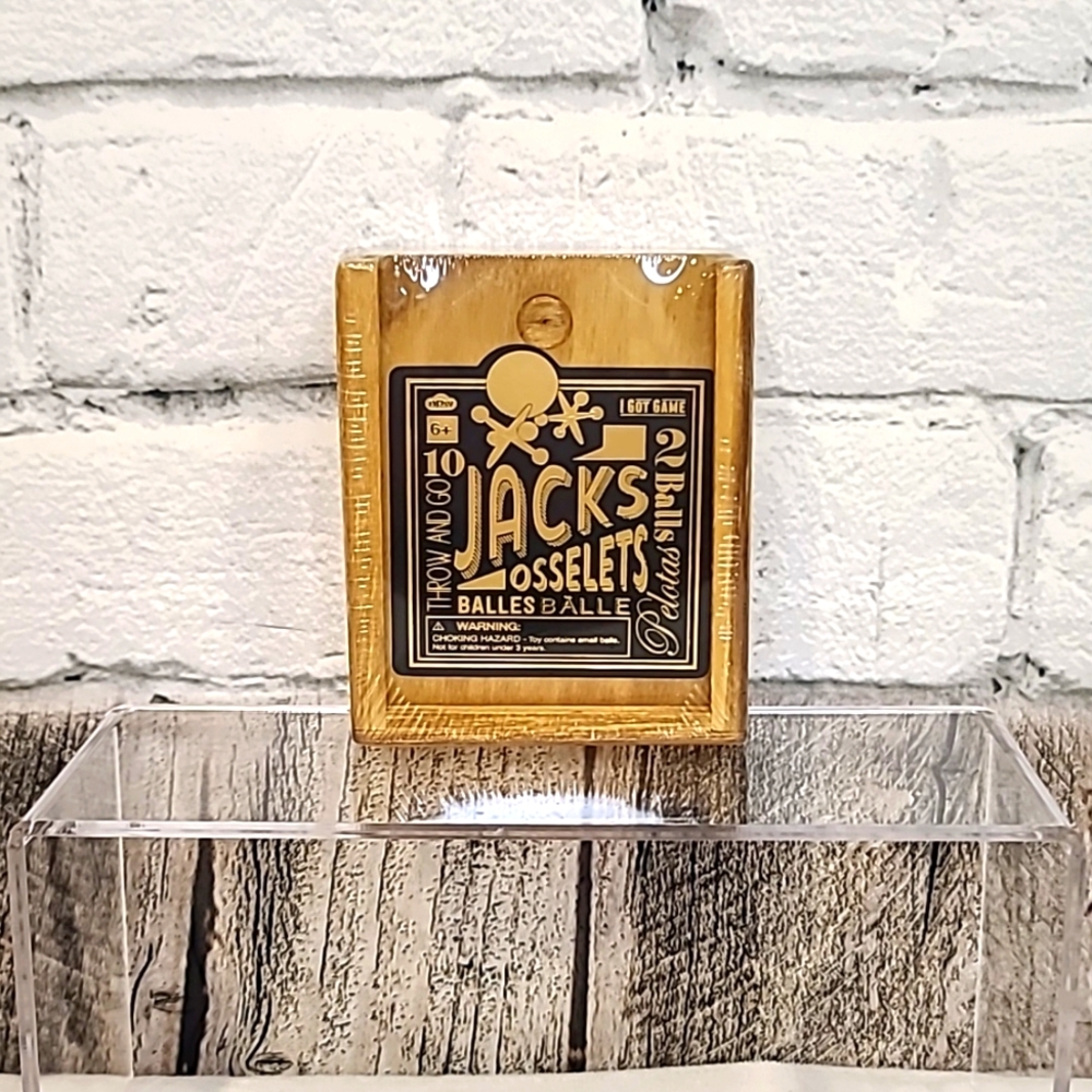 Classic Fun Jacks Game in a Nostalgic Retro Keepsake Wooden Travel Box - NIB/NWT